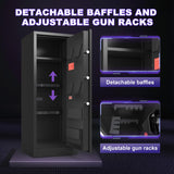 Marcree 8-10 Gun Safe for Rifles and Pistols, Gun Cabinets for Rifles and Shotguns, Long Gun Safe for Home Rifle and Pistols with Dual Alarm & Mute Mode, Gun Cabinet with Quick Access and Gun Rack Marcree