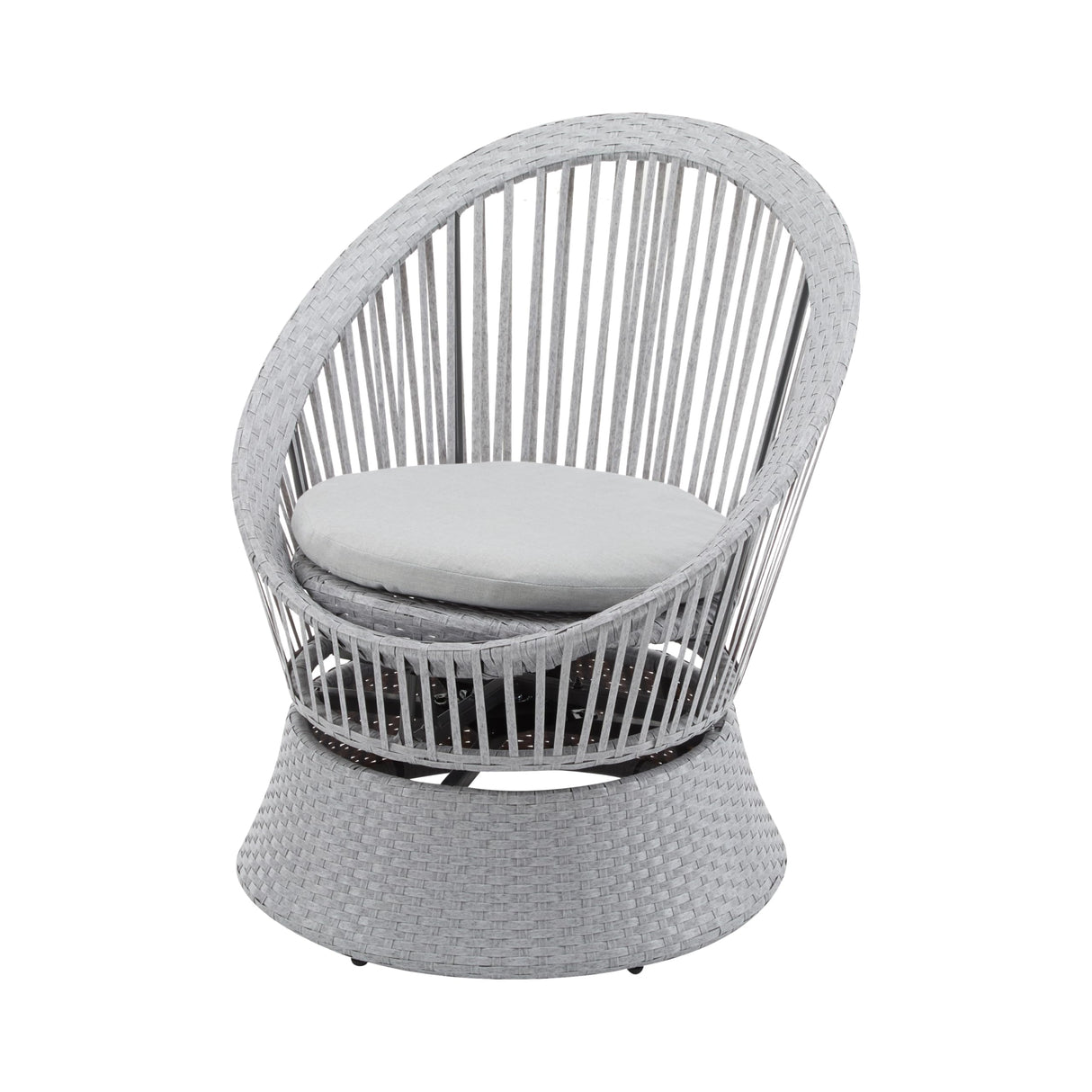 Christopher Knight Home Banes Egg-Shaped Wicker Lounge Chair Outdoor, Iron Frame Egg Chair Outdoor with Removable Cushion, Comfy Reading Chair for Garden Backyard Balcony Poolside, Grey Christopher Knight Home