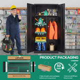 Letaya Metal Storage Cabinets Locker with Lock Door, 72'' Clothing Coat Steel Storage Freestanding Wardrobe for Office, Home, School, Employee,Gym,Fire Department (Black) Letaya