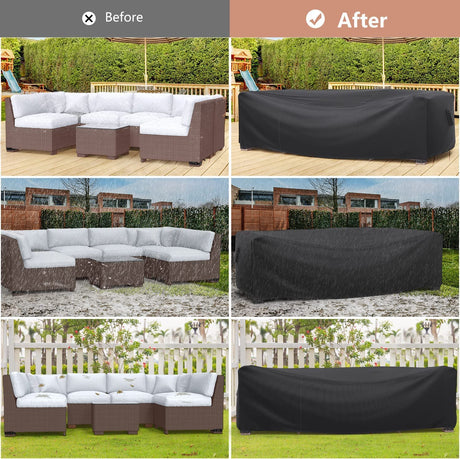 Patio Furniture Set Cover Waterproof, Mrrihand Outdoor Sectional Sofa Set Cover Heavy Duty 600D Table and Chair Set Cover 98" L× 78" W× 30" H Mrrihand
