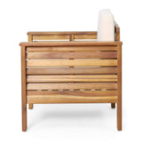 Christopher Knight Home Louver Club Chairs, Teak + Cream Christopher Knight Home