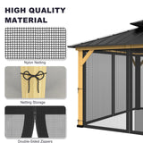 12-ft x 12-ft Gazebo Netting,Gazebo Replacement Mosquito Netting,Universal 4-Panel Mesh Screen Walls with Zippers(Only Netting)-Black Zupoquk