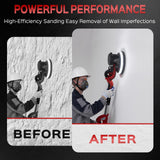 IMQUALI Drywall Sander with Vacuum Dust Collector(02/11/2025 Upgraded) 8-Amp Popcorn Ceiling Removal Tool with 7 Variable Speed 800-1800RPM, Extendable Handle, LED Light, 12pcs Sanding Discs, Red IMQUALI