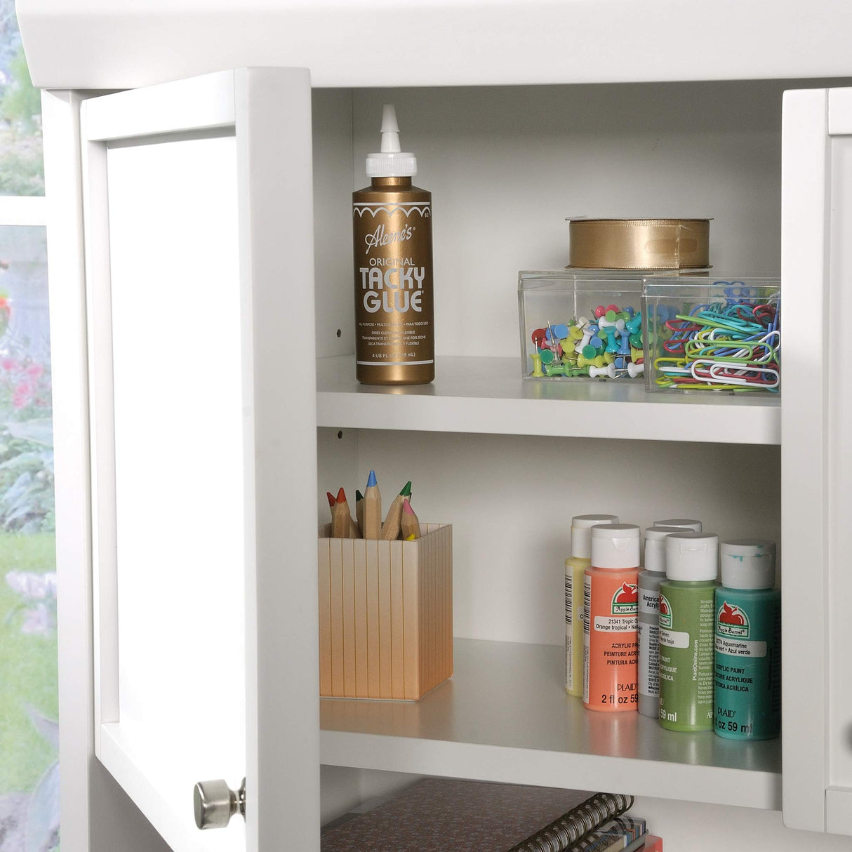 Sauder Craft Pro Series Hutch/Pantry cabinets, W: 31.85" x D: 12.44" x H: 36.06 ", White Sauder