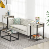 Ecoprsio Nightstand Set of 2 Modern End Table Side Table with Drawer and Storage Shelf Wood Night Stand Greige Bedside Table for Bedroom, Living Room, Sofa Couch, Hall, Easy Assembly, Greige Ecoprsio