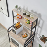 Yaheetech 4-Tier Kitchen Bakers Rack with Storage Cabinet and Hutch, Microwave Oven Stand Coffee Bar Pantry Cabinet with 8 S Hooks, Freestanding Kitchen Shelves Spice Rack, Gray Yaheetech