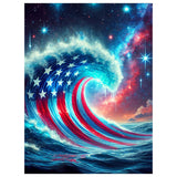 Reivworl Independence Day Diamond Art Kits for Adults, Waves Diamond Painting Kits, Gem Art Kit for Gifts and Home Interior Decor 12x16 Inch Reivworl