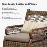 PURPLE LEAF Outdoor Dining Set for 6 All Weather Wicker Patio Dining Set with Hand-Woven Rattan Swivel Dining Chais and Rectangular Aluminum Table for Garden Deck Backyard Kitchen PURPLE LEAF