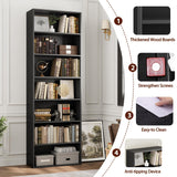 FACBOTALL 82" Tall Bookshelf, 7-Tier Open Shelves Bookcase, Freestanding Display Storage Shelves, Tall Bookcase Home Decor Furniture for Home Office, Living Room, Bedroom, Black FACBOTALL