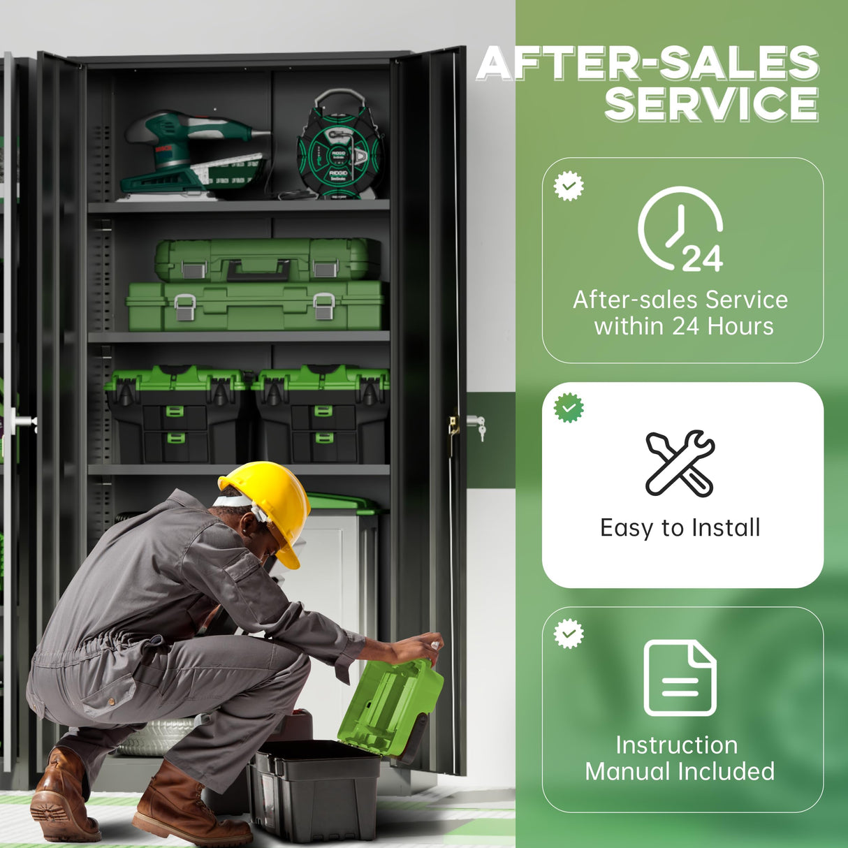 INTERGREAT 72-Inch Metal Storage Cabinet for Garage, Lockable Steel Cabinet with Doors and Adjustable Shelves, Black Locking Storage Unit for Office, Home, Gym, and School. INTERGREAT