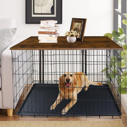 Deblue Dog Crate Table Topper, 48in Dog Kennel Table Topper, Rustic Style Decorative Dog Crate Table Topper for 48 Inches Wire Crate - WoodArtSupply