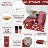 Pearled Candle Sand Gift Set - 18oz Sand Wax, 30 Wicks, 2X Natural Fragrance Oils + Free Large Glass Jar Included - Smoke-Free Powder Snow Candles, Upto 120 Hours Burn Time - DIY Candle Making Kit Fiora Naturals