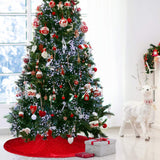 Outus 36 Inch Velvet Christmas Tree Skirt Fit for 5-7 ft Christmas Tree, Red Luxury Plush Fur Skirts with Lattice Center for Xmas Indoor Outdoor Decor Home Supplies Outus