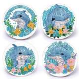 AiYuanzsh 4 PCS Diamond Painting Coaster Kits, Animal Dolphin Diamond Art Coasters 5D Diamond Painting Kits for Adults Beginners, Diamond Art Craft Supplies Christmas Gift AiYuanzsh