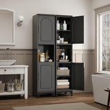 Kubohogar 75" Tall Bathroom Storage Cabinet, Metal Bathroom Floor Cabinet with Doors, Open Space, Adjustable Shelves，Freestanding Narrow Cabinets for Kitchen, Living Room, Laundry, Black Kubohogar