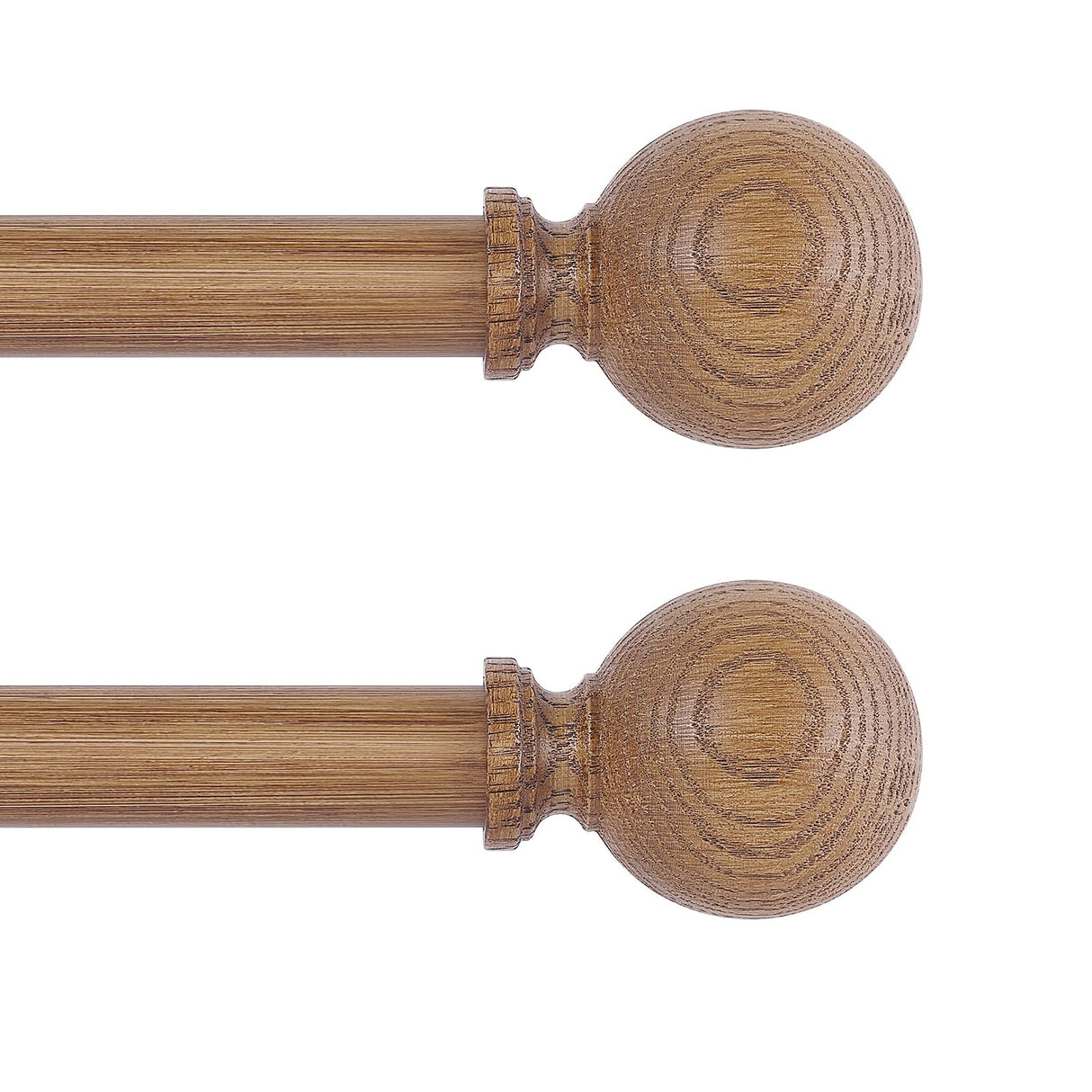 HTZON 2 Pack Wood Curtain Rods for Windows 28 to 48 Inch,1 Inch Wood Grain Ball Adjustable Curtain Rod,Boho Heavy Duty Curtain Rods,Farmhouse Rustic Window Curtains Rods,Brown Drapery Rods Set 18-45" HTZON