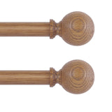 HTZON 2 Pack Wood Curtain Rods for Windows 28 to 48 Inch,1 Inch Wood Grain Ball Adjustable Curtain Rod,Boho Heavy Duty Curtain Rods,Farmhouse Rustic Window Curtains Rods,Brown Drapery Rods Set 18-45" HTZON