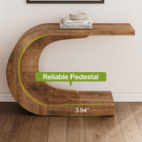 LITTLE TREE 43.3 Inches Farmhouse Console Table, 2-Tier C-Shaped Sofa Table Behind The Couch, Wooden Entryway Table Narrow Hallway Foyer Table for Living Room, Entrance, Brown LITTLE TREE