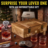 Whiskey Gift Set, 14 pcs - Whiskey Decanter + Wooden Smoker + Old Fashioned Glasses - 2 pcs, in Wooden Box with Wood Chips, Whiskey Stones 6 pcs Included - Gift for Men (Torch Not Included) homia