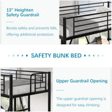 VECELO Twin Size Loft Bed with Full-Length Guardrails and Removable Ladder, Heavy-Duty Metal Frame, Space-Saving Design & Noise-Free, Black VECELO
