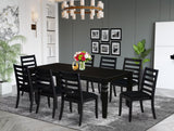 East West Furniture LGX19-BLK-24 -9 Piece Dining Set Includes a Rectangular Kitchen Table with Black Tabletop and 8 Stackable Polyester Fabric Chairs, Black East West Furniture
