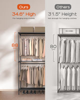 CASAMAYA Clothes Rack, Portable Closet, 27.6 Inch Wardrobe Closet, Clothes Storage Organizer with Shelves and 2 Hanging Rods, Easy to Assembly, Black PCT001B01 CASAMAYA