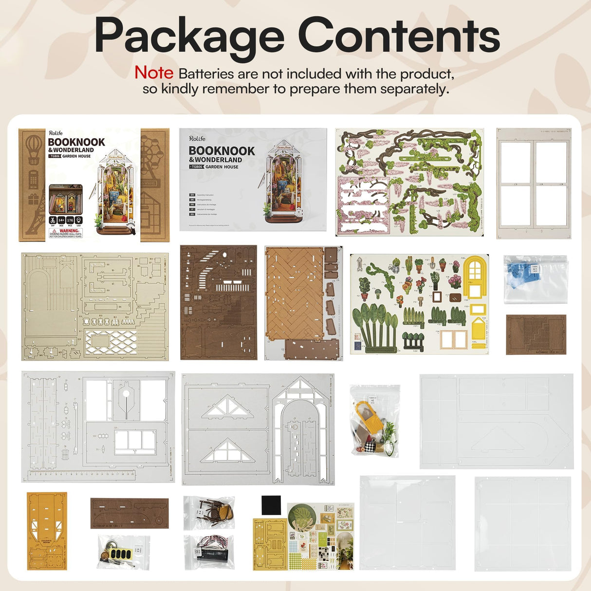 Rolife DIY Book Nook Kits for Adults-Garden House Bookshelf Insert Booknook-3d Puzzle Dollhouse Room Decor for Teen Girls Boys Women Men Rolife