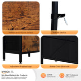 VINGLI Fireplace TV Stand Dresser with Fabric Drawer, Entertainment Center with LED Lights and Industrial TV Console Table with Open Storage Shelves for Living Room, Bedroom,Rustic Brown VINGLI