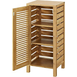 Linon Bracken 3 Shelf 1 Door Bathroom Storage Floor Cabinet, Bamboo Natural Bamboo Linon