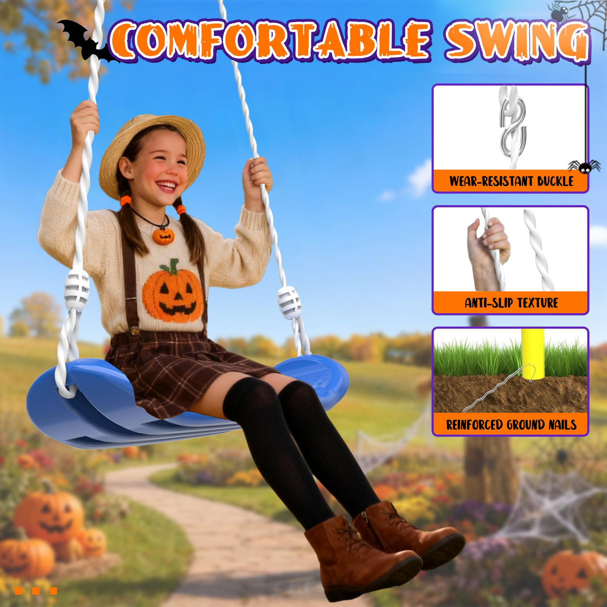 KDYMOD Swing Set for Backyard with Stand, Swing Heavy Duty 440lbs Metal Outdoor Swing Stand, Contain 1 Saucer 32" & 1 Belt seat 26.2" for Playground - Backyard Playset KDYMOD