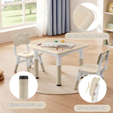 SwemDec Kids Table and 2 Chairs Set, Children Multi-Activity Toddler Table and Chair Set with Graffiti Tabletop for Ages 3-8, Height-Adjustable Kids Study Desk for Classroom/Daycare/Home SwemDec