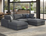 PaPaJet Modular Sectional Sofa, 114 Inches Oversized Down Filled Sectional Sofa, 5 Seats U Shaped Comfy Sofa with Chaise, Ottoman, Cloud Couch for Living Room, Grey Linen Couch Set PaPaJet