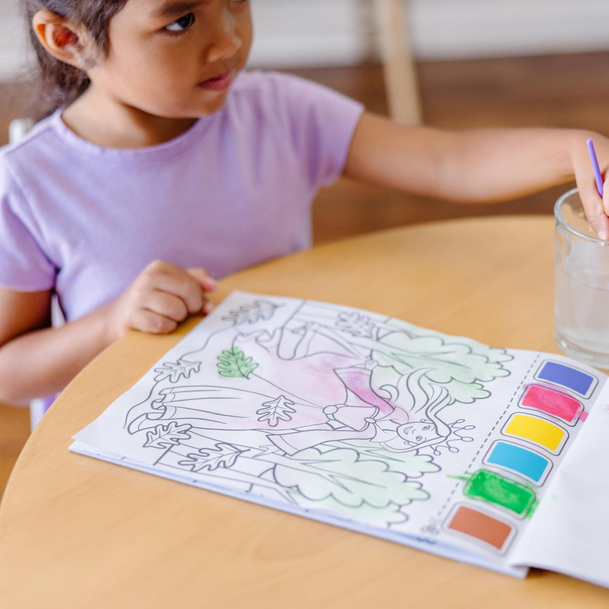 Melissa & Doug Paint with Water - Princess, 20 Perforated Pages with Spillproof Palettes Melissa & Doug