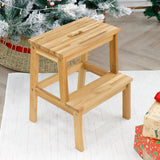 VICTORY RELAX Acaia Wood 2 Step Stool, Waterproof Wooden Step Stool for Adults, 20 Inch Tall Wood Short Footstool Suitable for Bathroom, Kitchen, Bathroom, Bedroom VICTORY RELAX