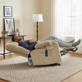MCombo Large Dual Motor Power Lift Recliner Chair for Elderly, Massage and Heat, Lay Flat, Zero Gravity, Home Button, USB Port, Fabric 7680 (Large, Beige) MCombo