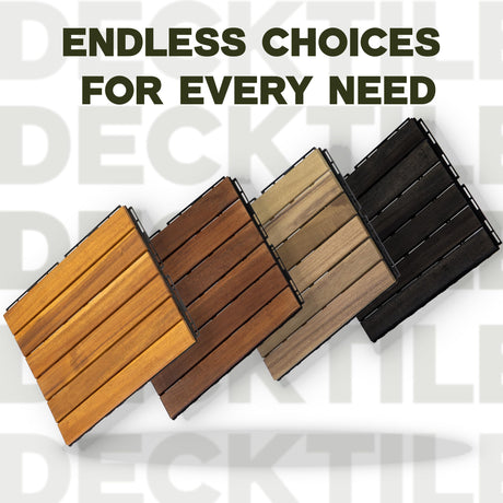 VICTORY RELAX Acacia Wood Flooring Interlocking Deck Tiles for Patio Decor 9 Pcs 6 Slats VR Natural - Waterproof Indoor & Outdoor Decor - Balcony Garden Decking Tile (12.24 * 12.24 * 0.75 inches) VICTORY RELAX