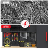 Torin Garage Storage Cabinets System, 8-Pcs Workshop Cabinet Set in Black, Included Steel Cabinets Drawers Rolling Chest and Pegboard,Locked Garage Storage Cabinet Torin