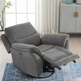 INZOY Glider Recliner Nursery Chair, Power Recliner Swivel Gider, Fabric Electric Swivel Recliner Rocker with Overstuffed Backrest, Power Recliner Chair Reclining Sofa for Living Room, Grey INZOY