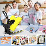Whubefy Heat Press Machine 15x15 Slide Out, Digital Clamshell Heat Press Machine for T Shirts Printer, Heat Up Fast & Even, Sublimation Shirt Press Machine for Mouse Pad, Pillows, Coasters, Puzzles Whubefy