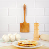 Fiodio Home Teak Wide Wooden Spatula with Microfiber Cloth - Natural Non-Stick Healthy Kitchen Utensils - Handcrafted with Comfort Grip FIODIO HOME