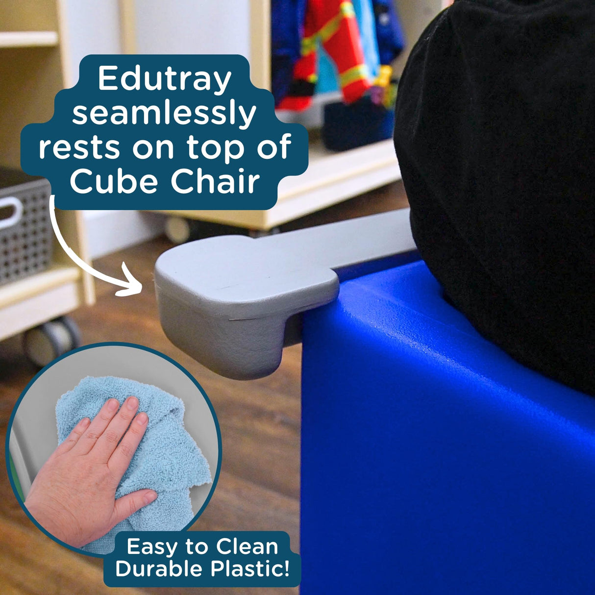 Children's Factory Edutray Kids Desk, Converts Cube Chair to Desk, Space-Saving Toddler Desk Converter, Homeschool & Classroom Study Desk, Gray Children's Factory