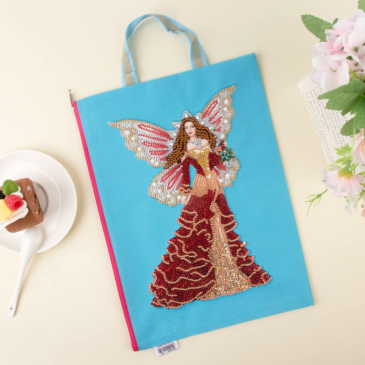 antor Diamond Painting Kits for Adult Stationery Bag Handbag with Chain 5D DIY Rhinestone Arts Craft Makeup Bag Canvas Tote Bag Diamond Art for Office Home Butterfly Fairy Pattern antor