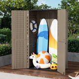 ZZM Large 67 Cu.ft Waterproof Storage Shed, Outdoor Storage Cabinet，Durable Resin Storage for Patio Furniture, Garden Tools, Pool Accessories, Mower Storage (Coffee) ZZM
