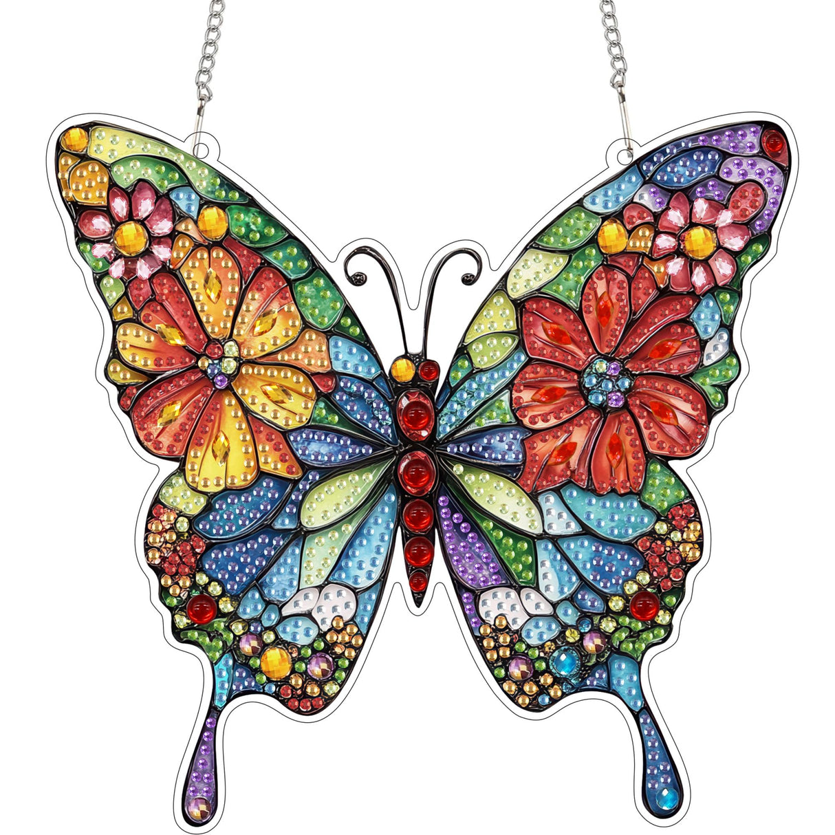 SKRYUIE Hanging Diamond Art Kits for Adults Butterfly, DIY Window Pendant Diamond Painting Kit Sun Catcher, Special Shaped Crystal Acrylic Double Sided, Porch Outdoor Garden Ornament 7.49 x 7.56 Inch SKRYUIE
