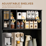 OLD CAPTAIN Tilt Out Trash Cabinet with Deodorising Function, Kitchen Hutch with Microwave Shelf and Drawer, Kitchen Pantry with Trash Cabinet for 10 Gallons, Black OLD CAPTAIN