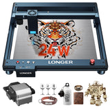 Diode Laser Engraver with Automatic Air Assist for Engraver on Glass Cup Rings, 24mw Laser Cutter for Cutting 25 mnBoards, Suitable for Wood and Metal, Paper, Acrylic, Glass, Leather ALLADINBOX