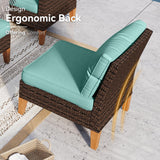 GREEN PARTY 11 Pieces Wicker Patio Furniture Set, All-Weather Outdoor Rattan Half-Moon Curved Patio Sectional Sofa Conversation Set 11 Seats with 4" Thick Cushions for Backyard, 2 x Ottomans (Blue) GREEN PARTY