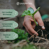 Wooden Compostable Utensils Set - 360 Pieces (120 Forks 120 Spoons 120 Knives) Sturdy Wood Disposable Cutlery - Eco-Friendly Biodegradable Utensils for Party - Free From Plastic Cutlery Set for Eating purpleclay