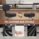 KLASIKA Drafting Chair with Backrest, Adjustable Foot Rest Height Rolling Stool with Wheels, Leather Swivel Work Shop Office Stools Chairs, Thick Seat Cushion Tall Kitchen Home Bar Stool - Black KLASIKA