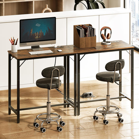 HOOBRO Rustic Brown Bar Table with Charging Station and Vintage Style HOOBRO